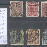Briefmarken Deutsches Reich Dienstmarken 1920 - 6 Marken ohne Ablösungsziffer 21