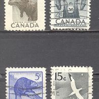 Kanada, 1953, Mi. 284, 286, 287, 288, Tiere, 4 Briefm., gest.