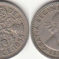 Großbritannien 6 Pence 1955 (m390)