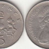 Großbritannien 5 New Pence 1969 (m393)