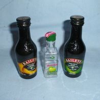 3 Miniatur Flaschen Schnapsflaschen Baileys Berentzen leer für Sammler