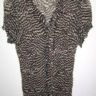 Schöne TAIFUN Bluse mit Rüschen braun/ beige transparent, kurzarm, Gr. S