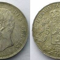 Belgien Silber 5 Francs 1876 "LEOPOLD II." (1865-1909)