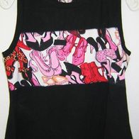 Schönes emozioni Top Shirt, schwarz mit pink u. roten Schuhen, Gr. L.