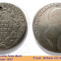 1/6 Reichsthaler 1813 * Silbermünze 1810-1818 Preußen Friedrich Wilhelm III