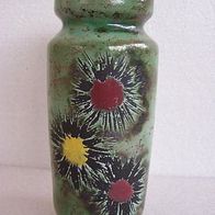 Grüne Keramik Vase mit Blumendekor, 60ger Jahre Design * **