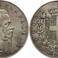 Italien Silber 5 Lire 1876R "VITTORIO Emanuele II.." (1861-1878)