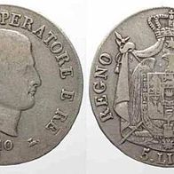 Italien KgR Silber 5 Lire 1810B "NAPOLEON I." (1807-1814)