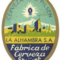 ALT ! Bieretikett Cervezas Alhambra, S.A. Granada Andalusien Süd-Spanien España