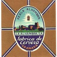 ALT ! Bieretikett Cervezas Alhambra, S.A. Granada Andalusien Süd-Spanien España