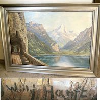 Bild Gemälde Öl Leinwand * Landschaft Königsee mit Watzmann * Willy Hanft * 100x70 cm