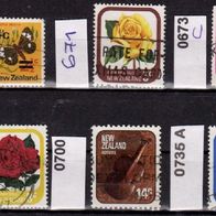 Neuseeland Mi. Nr. 561-II/ III + 671 + 673 C + 674 C + 700 + 735 A o <