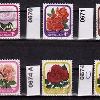 Neuseeland Mi. Nr. 667 + 670 + 671 + 673 C + 674 A + 674 C Rosen o <