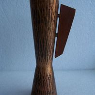 Design Messing-Vase mit Holzgriff , 60ger Jahre
