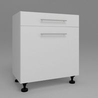 Küchenunterschrank/ Eintürig mit einer Schublade/ Weiß- Hochglanz/ Matt