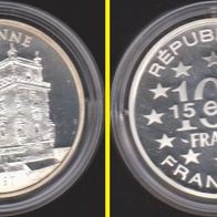 1997 Frankreich Belem-Turm Lissabon 15 Euro Probe Silber