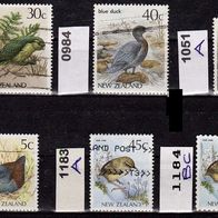Neuseeland Mi. Nr. 962 + 984 + 1051 A + 1182 + 1183 A + 1184 BC Vögel o <