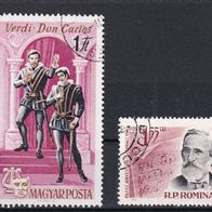 Verdi, Rumänien, Ungarn, 2 Briefm., gest.