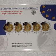 BRD - 2 Euro Gedenkmünzenset 2013 " ELYSEE - Vertrag " - Spiegelglanz / IN OVP