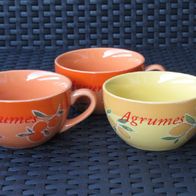 NEU: "Agrumes" Keramik Becher Landhausstil Kaffee Tasse Tee Schale Zitrusfrüchte