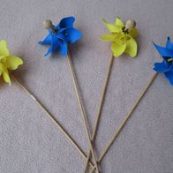 NEU: 4 x Mini Windmühle Deko Blumen Kuchen Topper Party Hochzeit Kinder Pflanzen