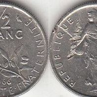 Frankreich 1/2 Franc 1966 (m452)
