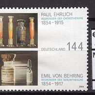 BRD / Bund 2004 150. Geburtstage von Ehrlich und von Behring MiNr. 2389 gestempelt