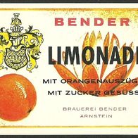 ALT ! Getränke-Etikett Limonade Brauerei Bender Arnstein Lkr. Main-Spessart UFr