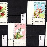 Papua Neuguinea Mi. Nr. 531 + 532 + 533 + 534 Orchideen * * <