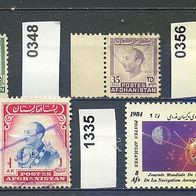 Afghanistan Mi. Nr. 346 + 348 + 356 + 448 + 1335 o <