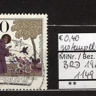 BRD / Bund 1982 800. Geburtstag des hl. Franz von Assisi MiNr. 1149 gestempelt