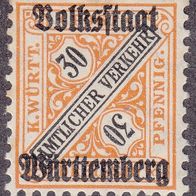 Württemberg Dienstmarke 266 * * #017975
