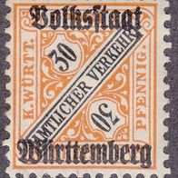 Württemberg Dienstmarke 266 * * #017977