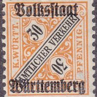 Württemberg Dienstmarke 266 * * #017982