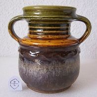 Keramik Doppelhenkel-Vase mit Reliefdekor, 60ger Jahre Design