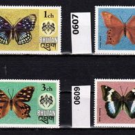 Bhutan (Asien) Mi. Nr. 606 + 607 + 608 + 609 (1) Einheimische Schmetterlinge * * <