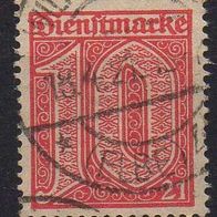 D. Reich Dienst 1920, Mi. Nr. 0017 / D17, mit Ablösungsziffer 21, gestempelt #01045