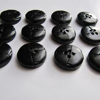 12 Knöpfe aus Kunststoff 23 mm schwarz, 5 mm dick