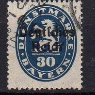 D. Reich Dienst 1920, Mi. Nr. 0038 / D38, Überdruck auf Bayern, gestempelt #01095