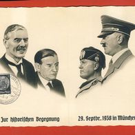 Klapp-Postkarte zur historischen Begegnung 29.9.1938 München