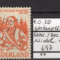 Niederlande 1957 350. Geburtstag von Michiel Adriaanszoon MiNr. 697 gestempelt -1-