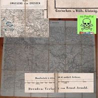 Landkarte, Umgegend von Dresden, Meissner Hochland und der Sächsischen Schweiz