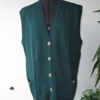 Damen Strick Weste Gr.48/50 XL grün Wolle Oberteil Jacke Fein mit Löchern armlos
