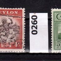 Ceylon (Asien) Mi. Nr. 259 Tänzer + 260 o <