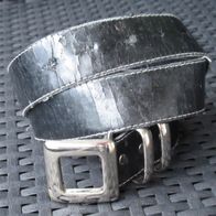 Vintage Damen Gürtel 75 cm grau 3 cm breit Silber Schnalle Retro Hosen Rock