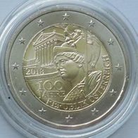 Österreich 2 Euro Münze 2018 100 Jahre Republik