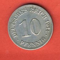 Kaiserreich 10 Pfennig 1914 A