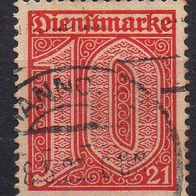 D. Reich Dienst 1920, Mi. Nr. 0017 / D17, mit Ablösungsziffer 21, gestempelt #01451