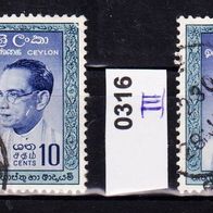 Ceylon (Asien) Mi. Nr. 316-II + 316-III Solomon Bandaranaike o <