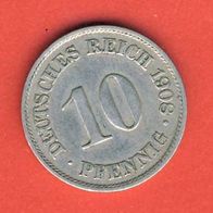 Kaiserreich 10 Pfennig 1908 A